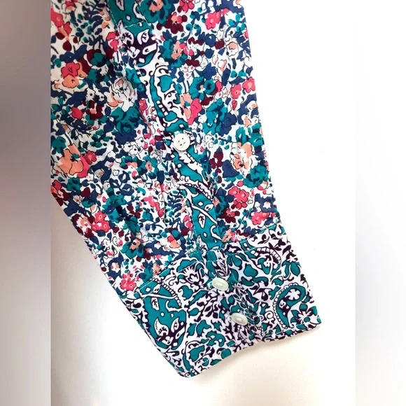 J.Crew Liberty art fabrics shirt. Jade Peony floral print Size 8 - Picture 8 of 13